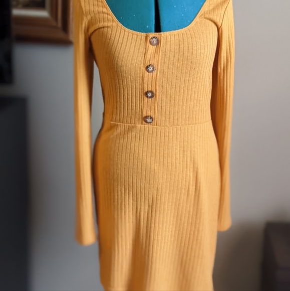 Goldenrod Wild Fable Long Sleeve Dress - M - Picture 4 of 7